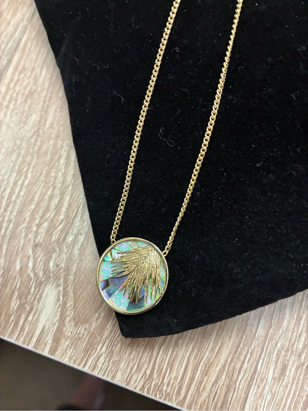 Gorgana Gold-Tone Abalone Inlay Pendant Necklace - Iridescent Gold